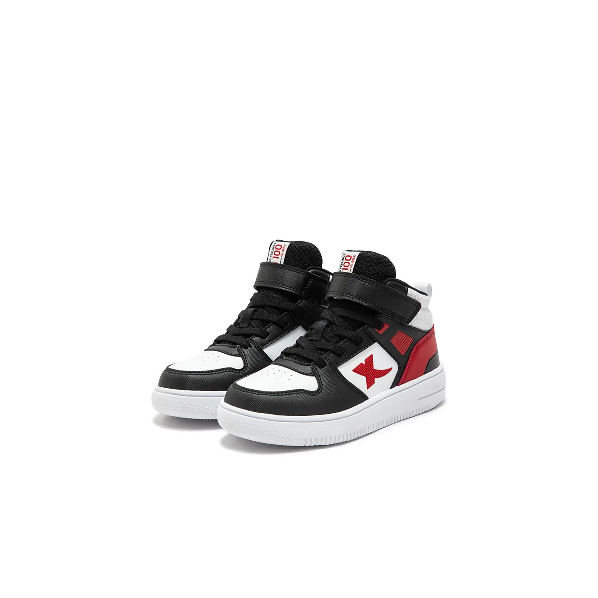 XTEP Детские скейтерские кроссовки mid-top из искусственной кожи с противоскользящей подошвой и амортизацией черно-белые — фото 2