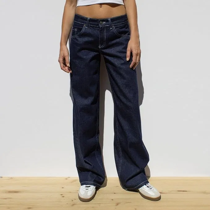Джинсы свободные, Navy, Y2K Streetwear — фото 2