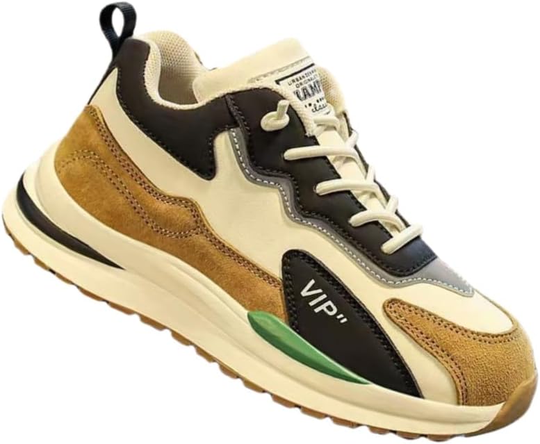 

Мужские кожаные повседневные спортивные кроссовки на толстой подошве. Антивибрационные стельки из ЭВА. Нескользящие и прочные. Подходят для активного отдыха, бега, фитнеса и повседневного использования Fmshi, бежевый