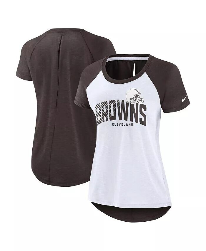 

Женская белая, коричневая легкая модная футболка Cleveland Browns с разрезом сзади Nike, белый
