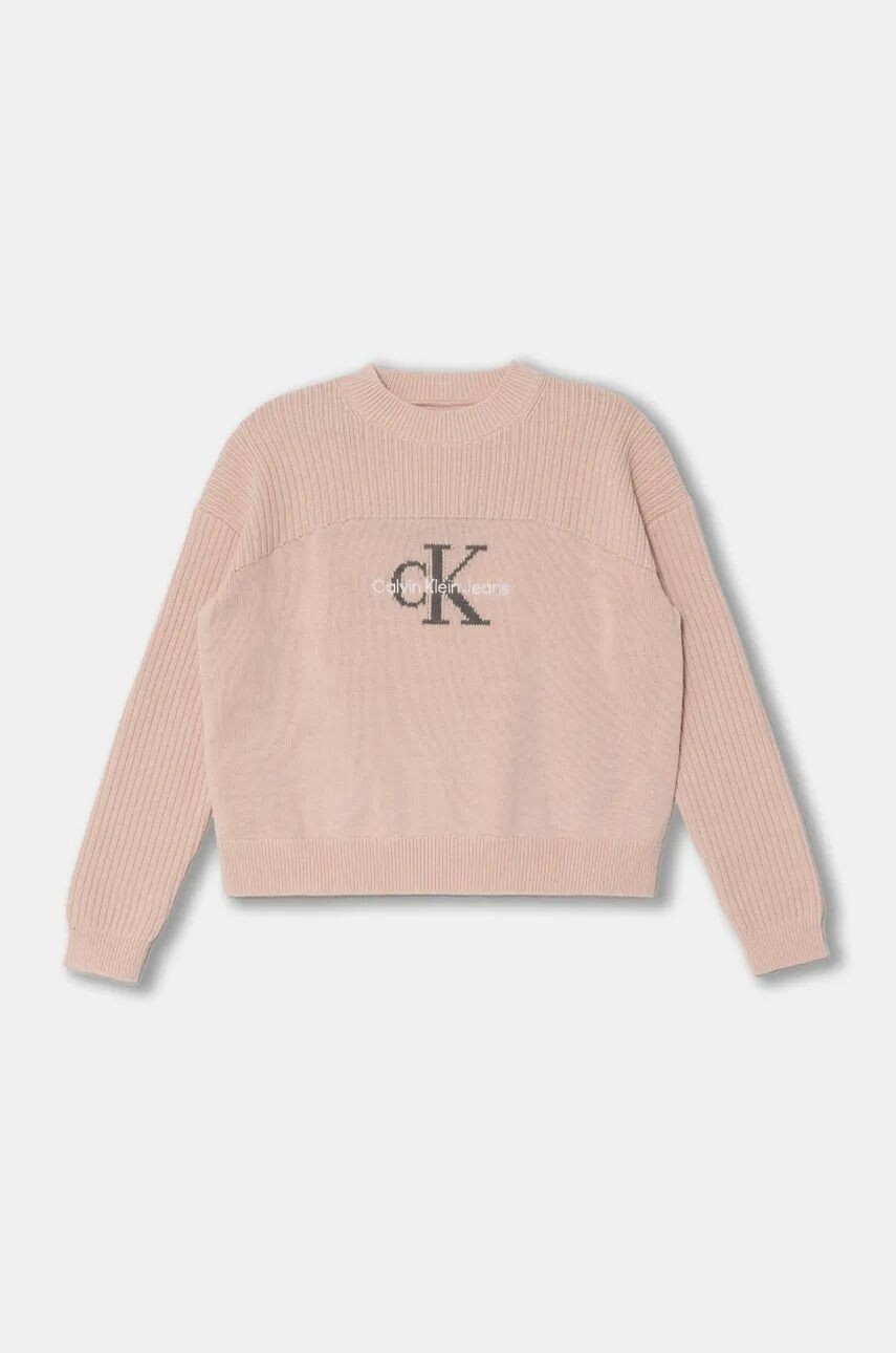 

Детский свитер Calvin Klein Jeans из смесовой шерсти, розовый