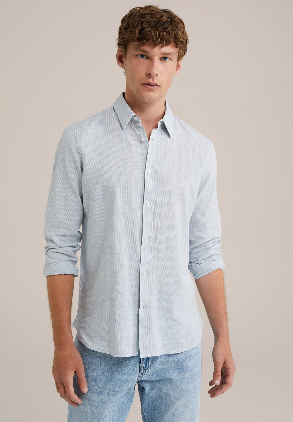 

Рубашка THE LINEN WE Fashion, металлик синий