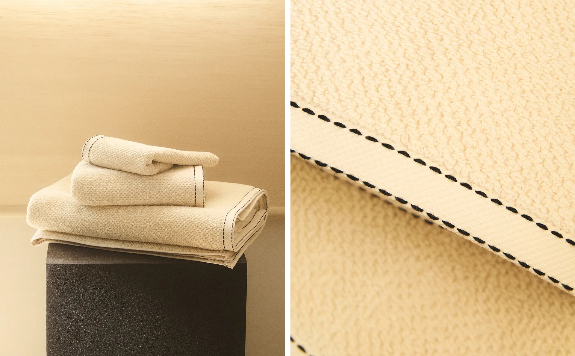

Банное полотенце с рисовой строчкой Zara Home, песок