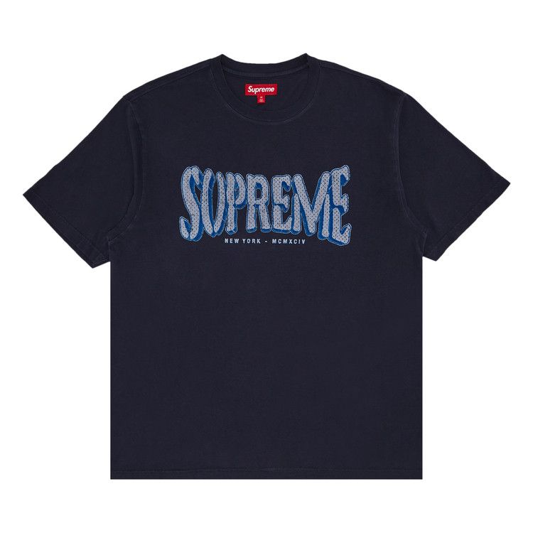 

Топ Supreme Flocked Washed Short-Sleeve Top, Dusty Navy