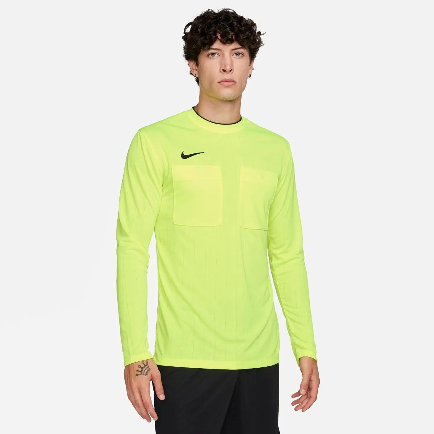 Мужская футболка Nike, длинный рукав, Volt/Black — фото 2
