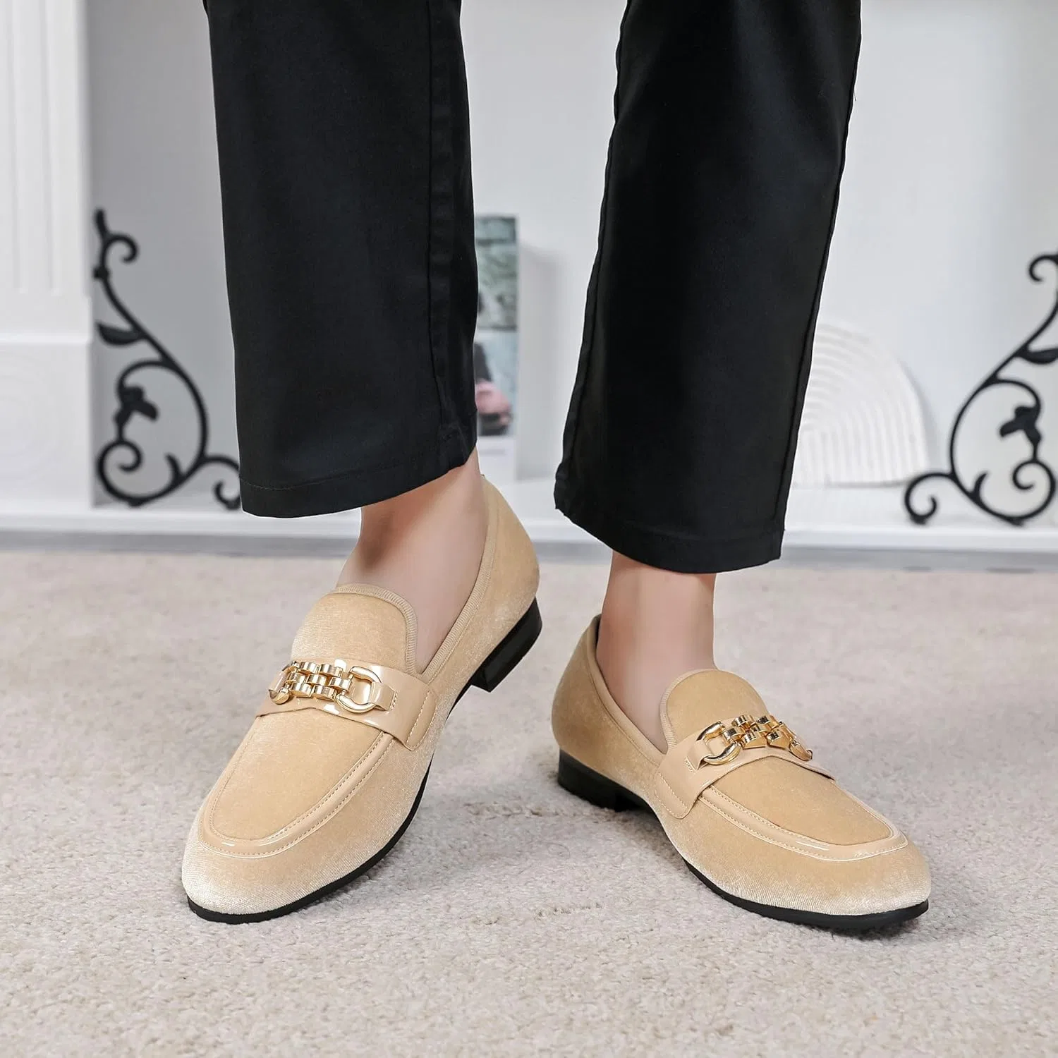 Лоферы велюровые формальные, Beige FQEQNQG — фото 2