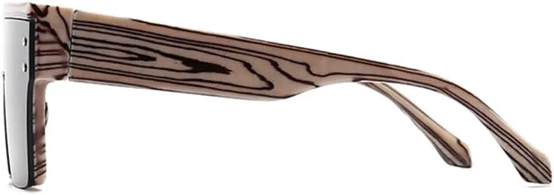 

Винтажные солнцезащитные очки с плоской верхней частью для женщин и мужчин, дорожные, с заклепками, с текстурой дерева, солнцезащитные очки UV400 LANGSER, Light Tea