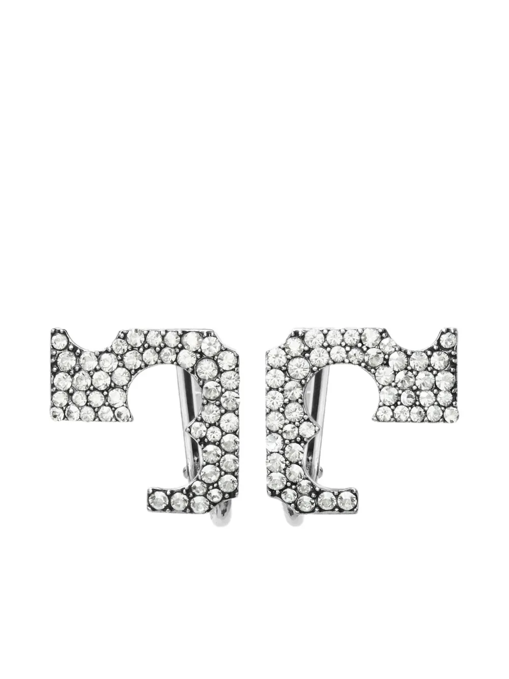 

Серьга-клипса с логотипом и инкрустацией Tory Burch, серебристый