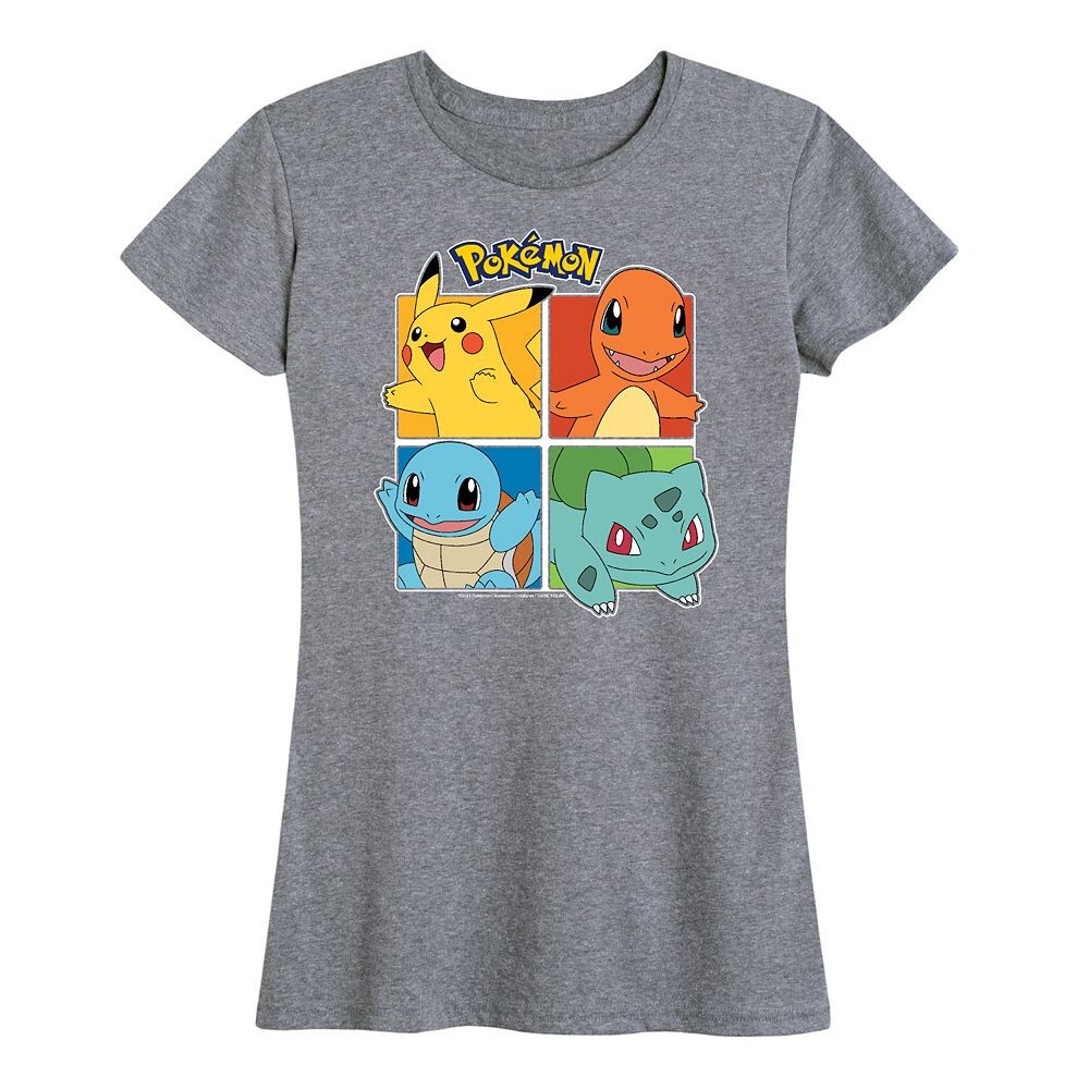 

Женская футболка с квадратным рисунком Pokemon Partner Licensed Character, цвет Heather Gray