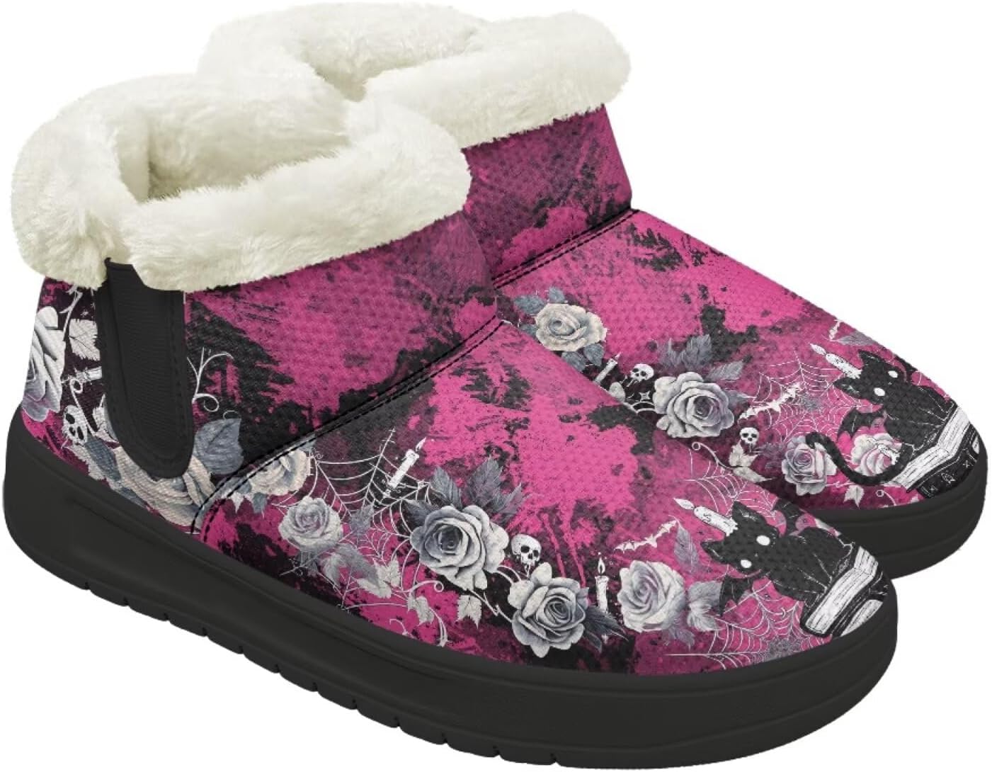 

Зимние утепленные ботинки Forchrinse для женщин и мужчин, комфортные полусапожки с антискользящей подошвой для улицы, Gothic Cat Rose