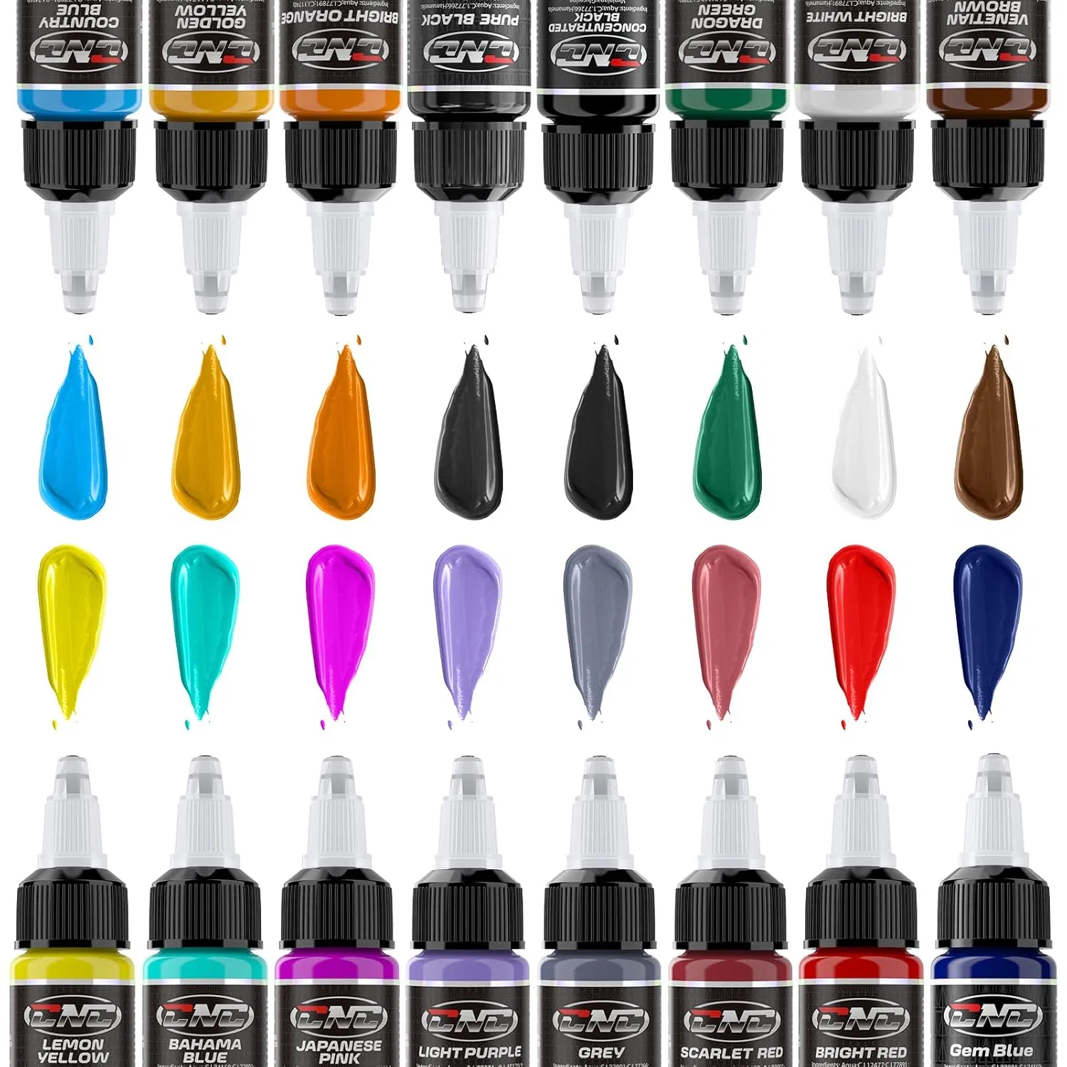 Набор из 16 базовых цветов тату-чернил по 15 мл от CNC Tattoo Colour Set Cnc — фото 2