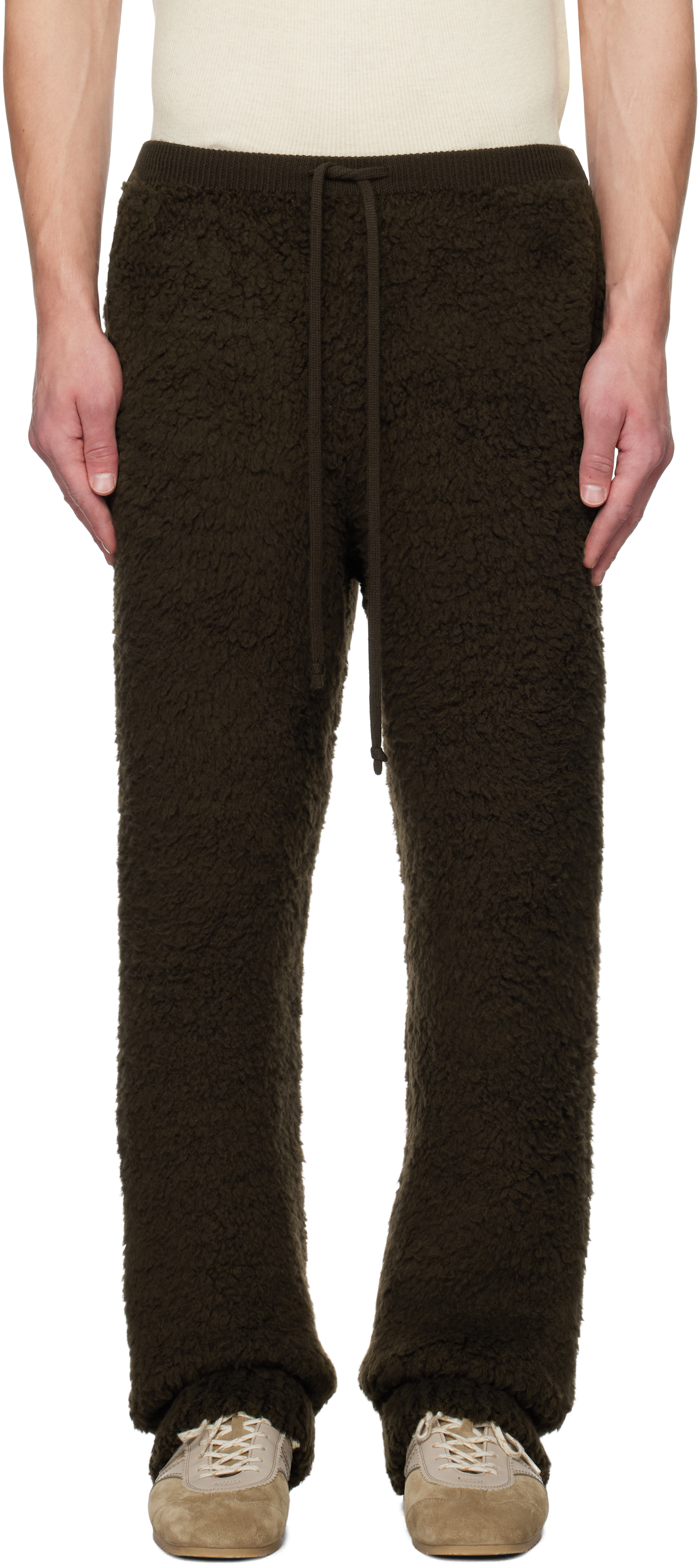 

Коричневые спортивные штаны из шерсти мериноса Boa Knit AURALEE