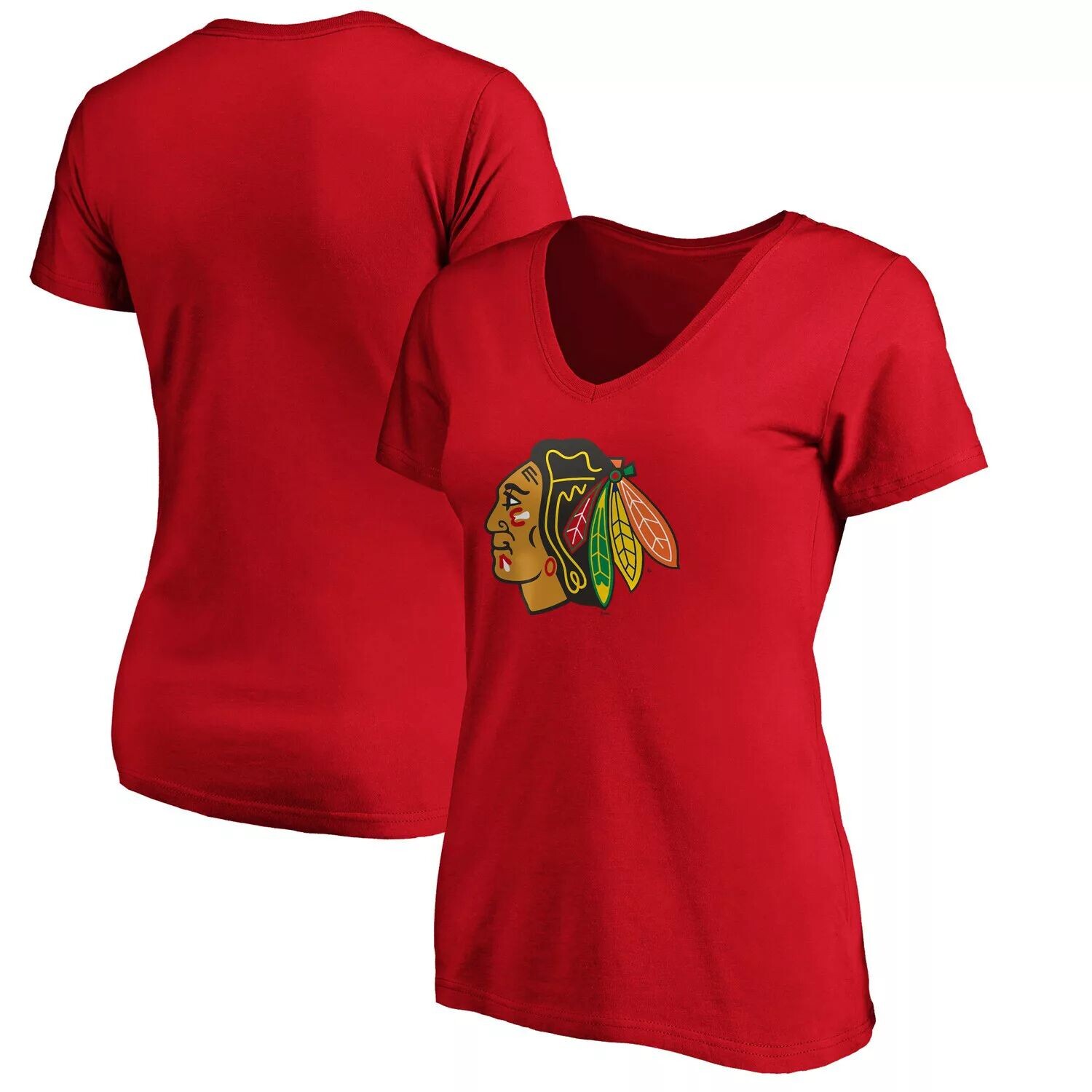 

Красная женская футболка Fanatics с логотипом Chicago Blackhawks и v-образным вырезом Fanatics, Красный, Красная женская футболка Fanatics с логотипом Chicago Blackhawks и v-образным вырезом Fanatics