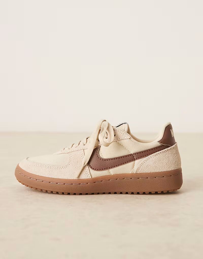 Кроссовки Nike Field General из замши бежевого и коричневого цветов — фото 2