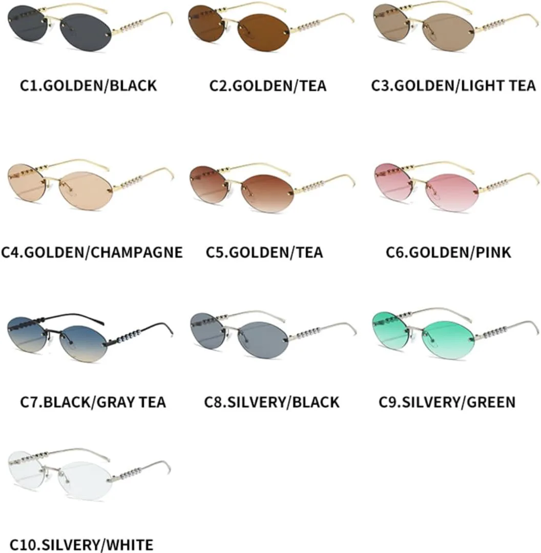 

Роскошные безрамочные солнцезащитные очки «кошачий глаз» с градиентным переходом цвета для женщин и мужчин, защита от УФ-излучения UV400 TOIPASTN, Silvery White