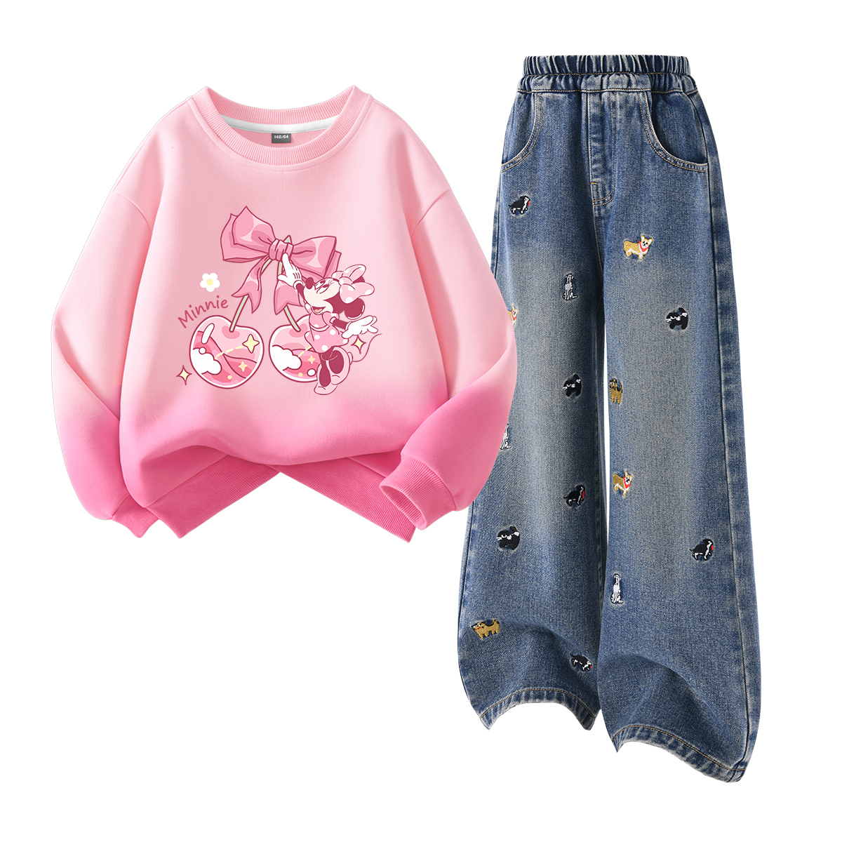 

Детская повседневная спортивная одежда Disney, Di F Cherry Berry Pink+Solid Color Denim Blue