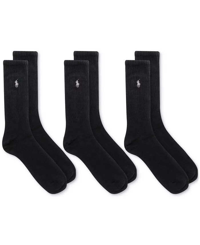 3 пары ребристых носков Cushion Foot Crew для мужчин Polo Ralph Lauren, черный — фото 2