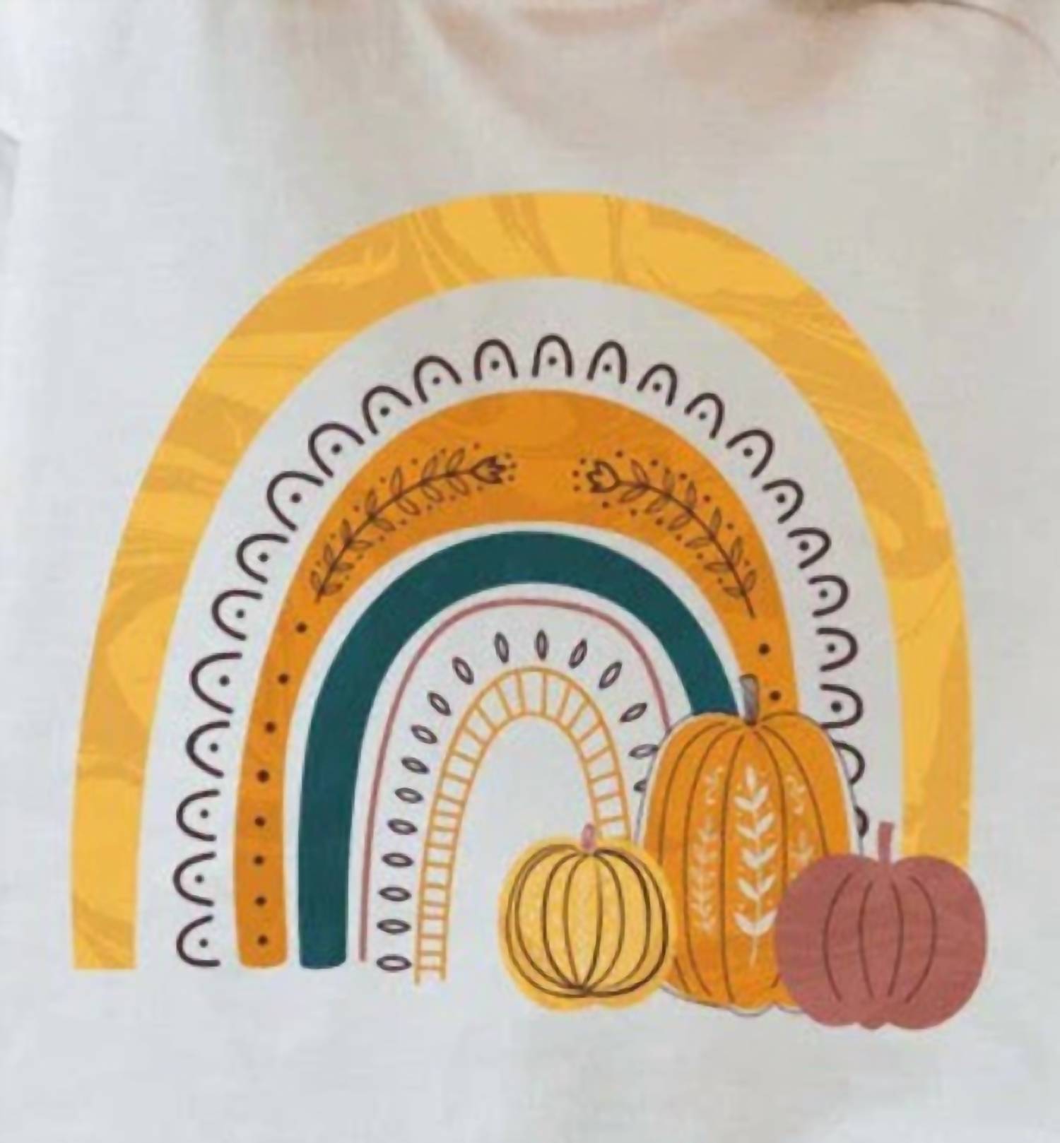 Детская футболка с радужной тыквой в белом цвете Tultex Apparel — фото 2