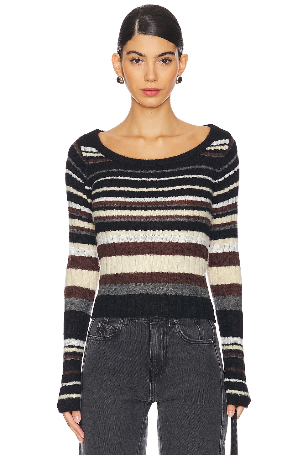 

Свитер в полоску lumen Free People, черный