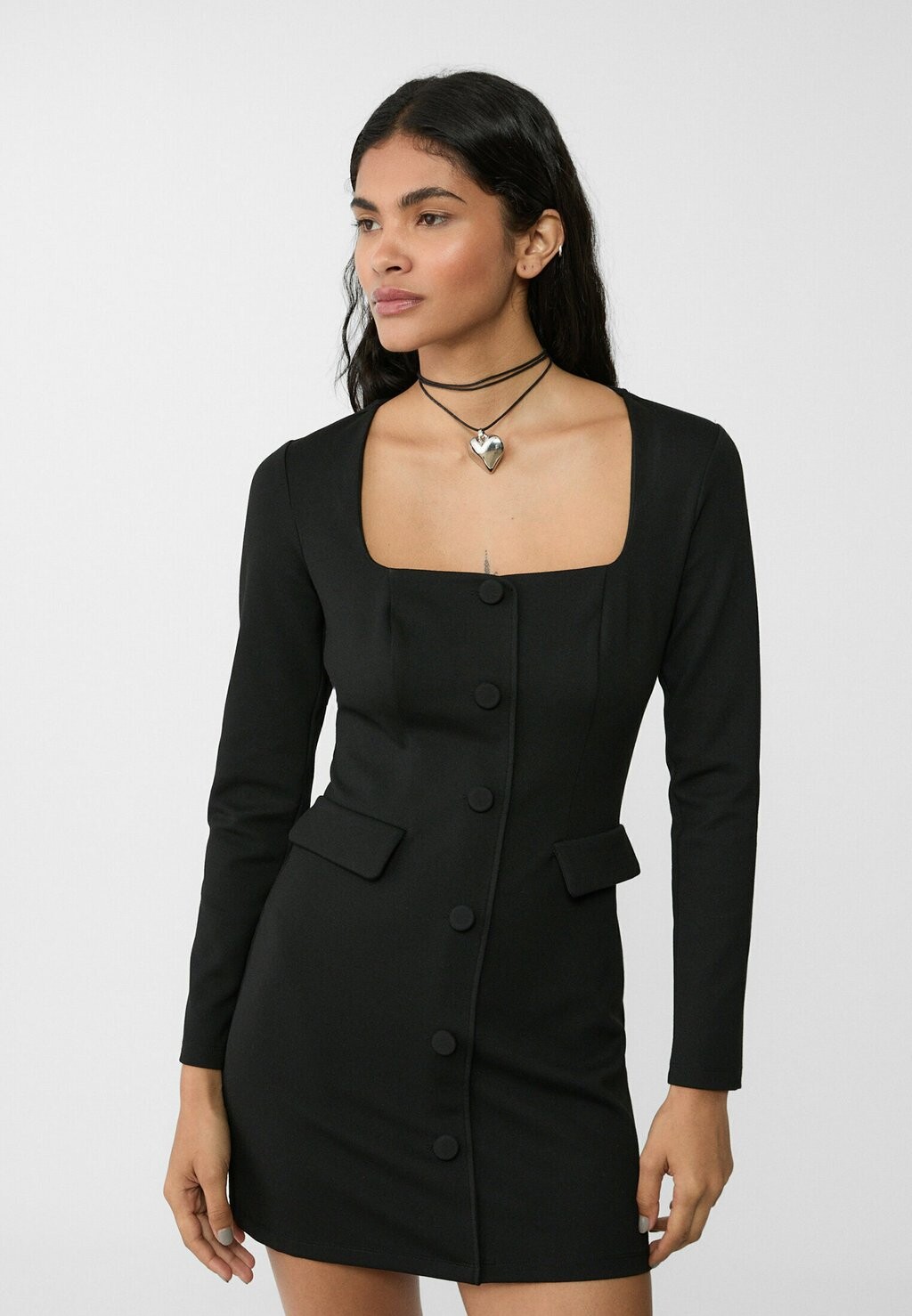 

Платье-блузка SHORT BUTTON-UP Stradivarius, черный