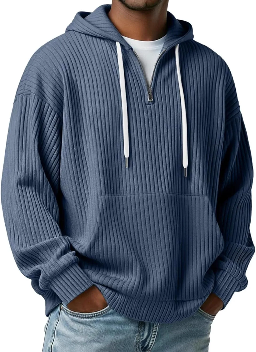 

Мужской худи с капюшоном и молнией на четверть, длинный рукав, осень-зима 2025