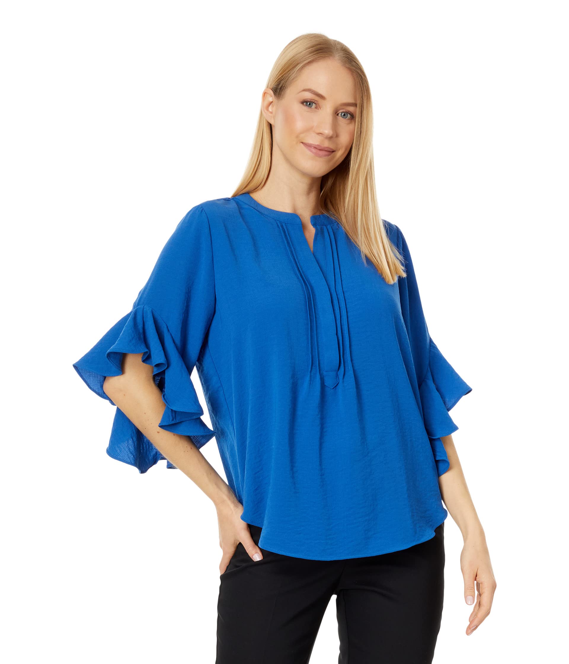 

Блуза Vince Camuto Ruffle Sleeve Henley Blouse, Sapphire Blue