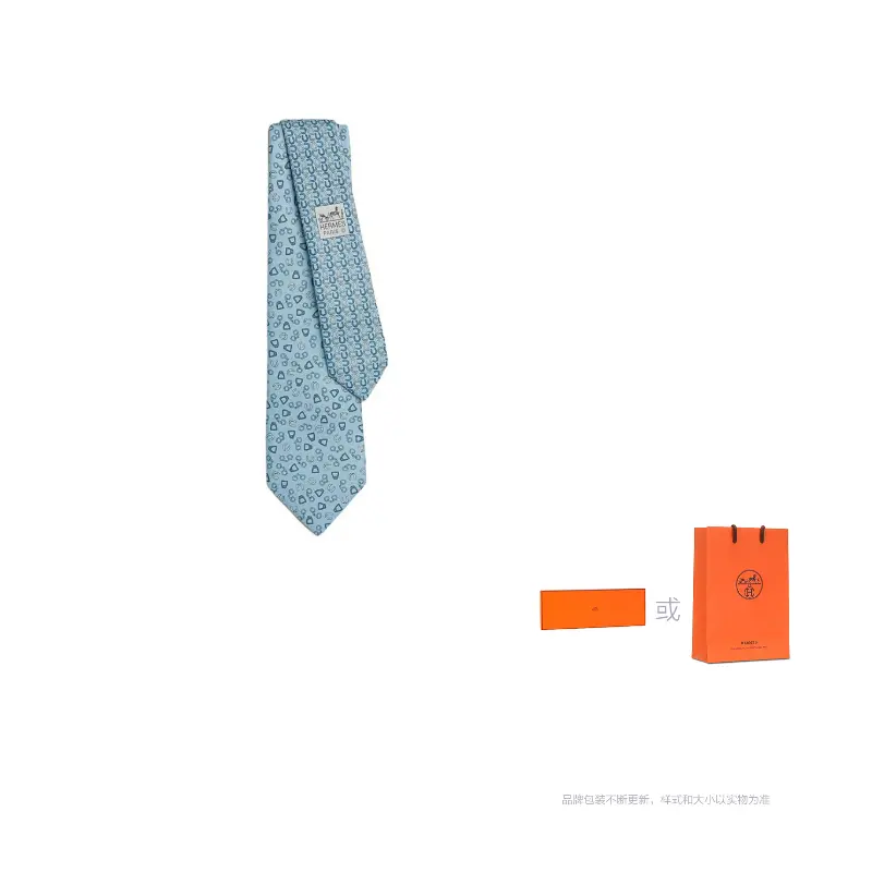 

HERMES Мужской галстук из шелка тутового шелкопряда небесно-голубого цвета, Sky Blue