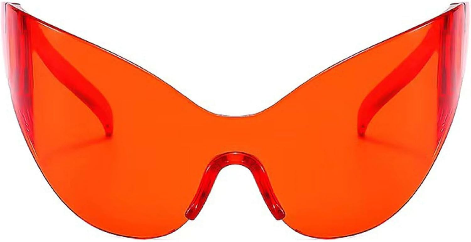 

Крупные солнцезащитные очки-«кошачий глаз» цельного кроя для женщин, роскошные солнцезащитные очки в стиле Y2K, женские солнцезащитные очки обтекаемой формы в стиле 2000-х mincl, Red