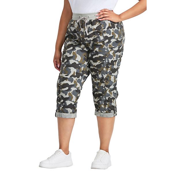 

Женские капри plus size из хлопка с подвернутым краем Avenue, Camo Print