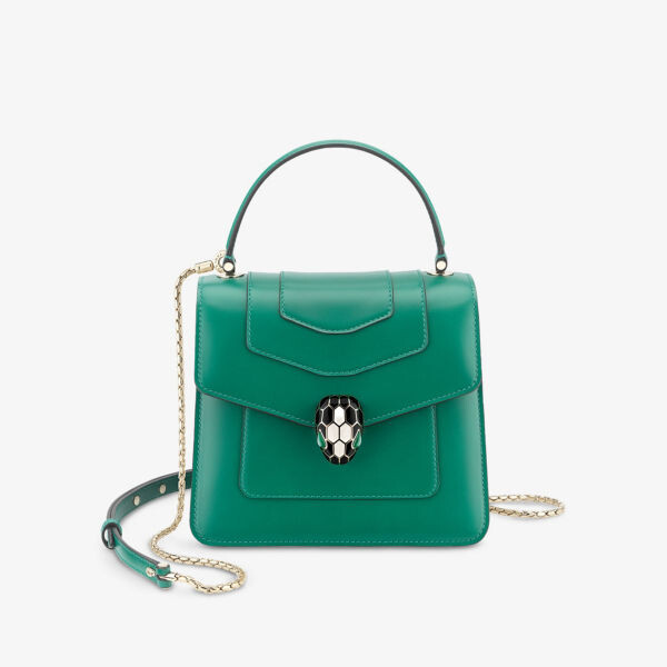 

Кожаная сумка Serpenti Forever с верхней ручкой Bvlgari, зеленый