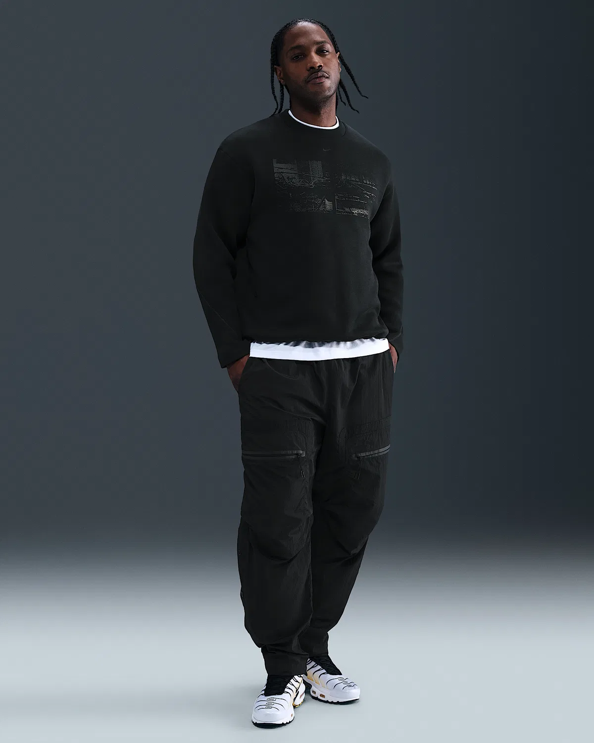 Мужское флисовое поло с отражающими элементами Nike Tech, Black/Black — фото 4