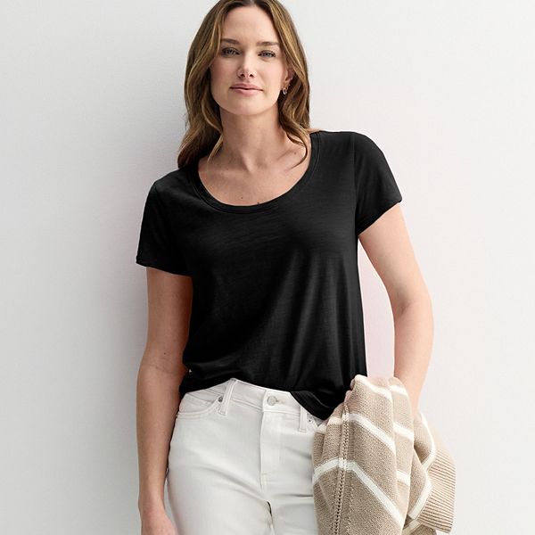 

Женская повседневная футболка с коротким рукавом и круглым вырезом Sonoma Goods For Life, Pitch Black