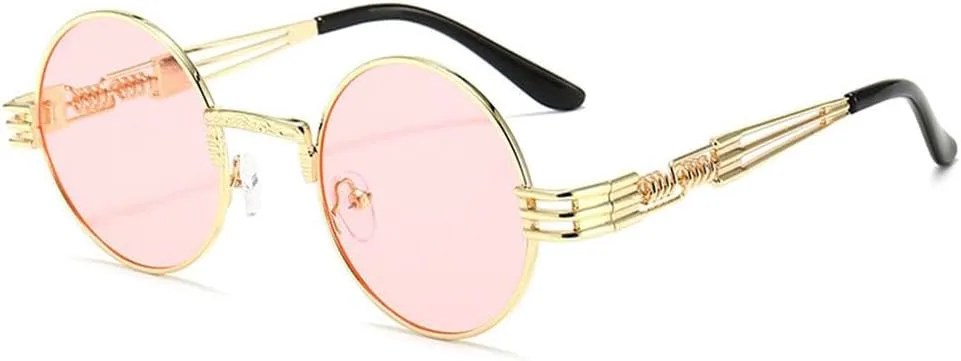 

Модные ретро-солнцезащитные очки в стиле стимпанк с металлическими дужками для мужчин и женщин, разноцветные, с защитой от УФ-излучения UV400 KTUCN, Gold Clearpink