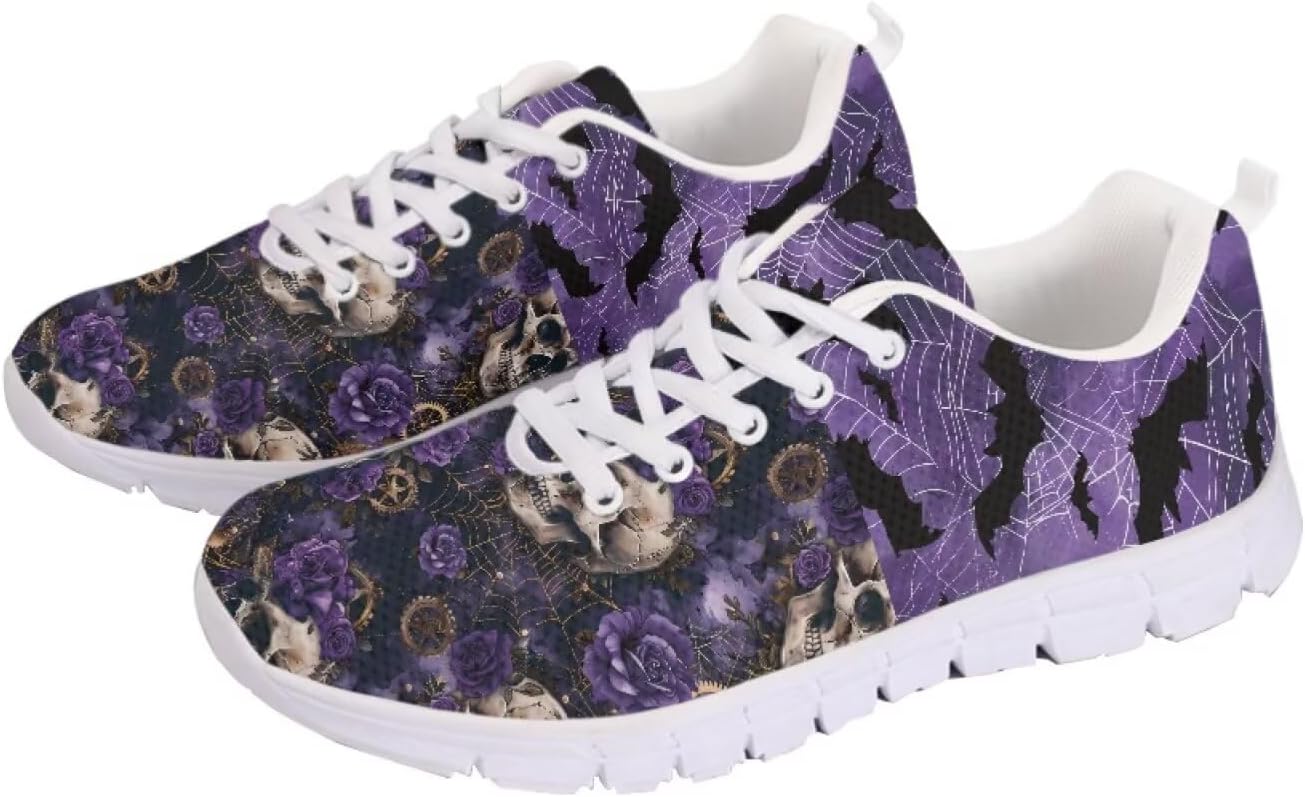 

Кроссовки GETELINSENG Унисекс для бега, легкая спортивная обувь с сеткой, шнуровкой, для тенниса и прогулок, Skull Bat and Rose