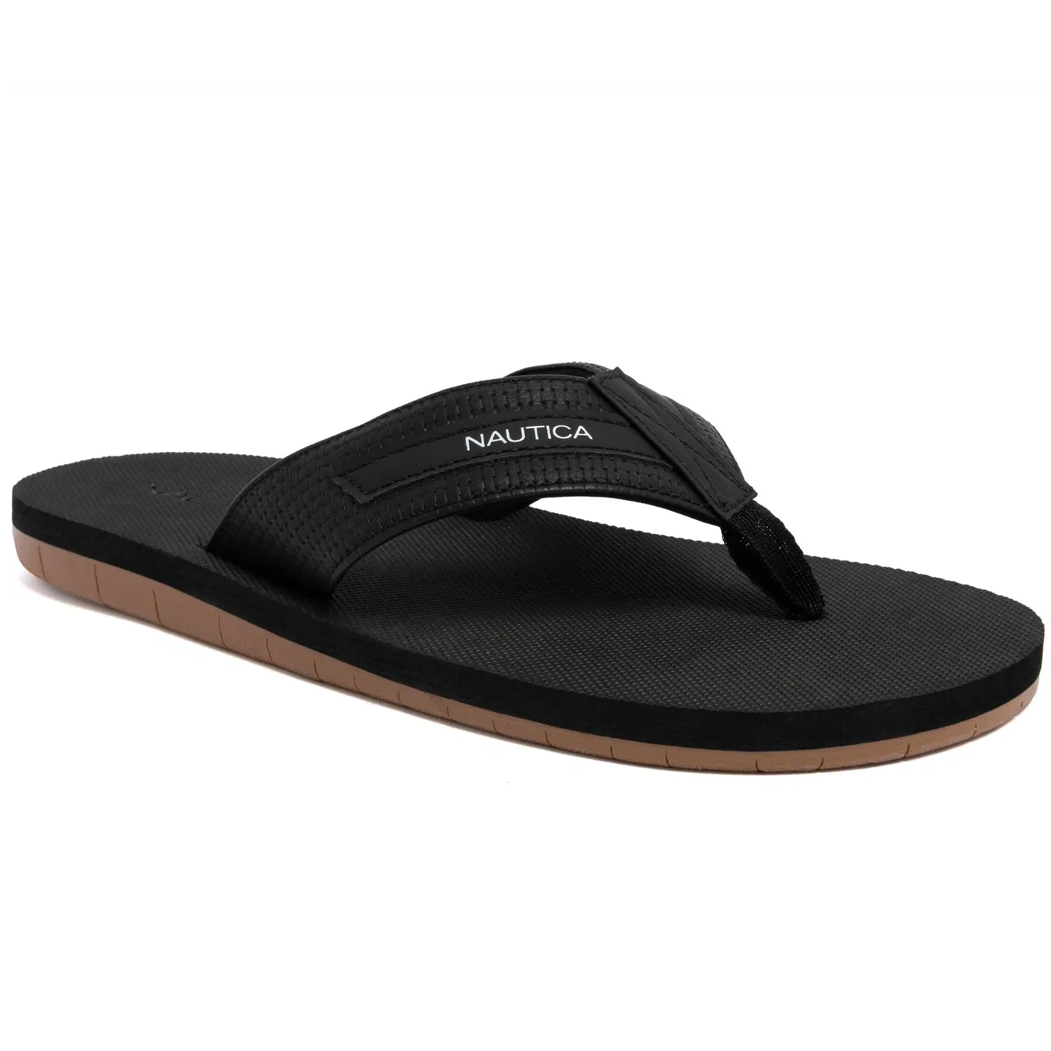 Nautica Mens Logo Flip-Flop, Rivet Grey