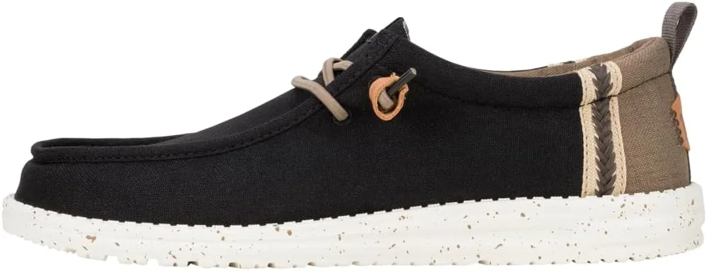 Мужские лоферы HEYDUDE Wally Craft Linen Slip-On, Black/Walnut