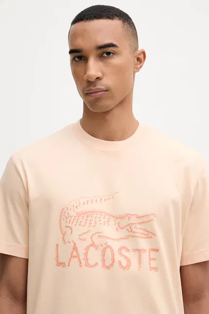 Футболка с животным принтом Lacoste, оранжевый — фото 4