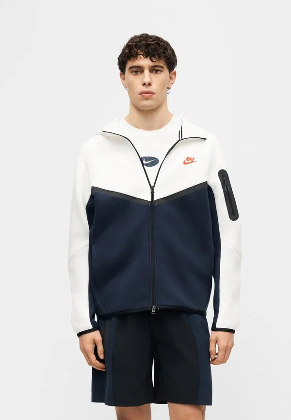 Флисовая куртка Nike Sportswear, White/Obsidian/Speed Red — фото 4