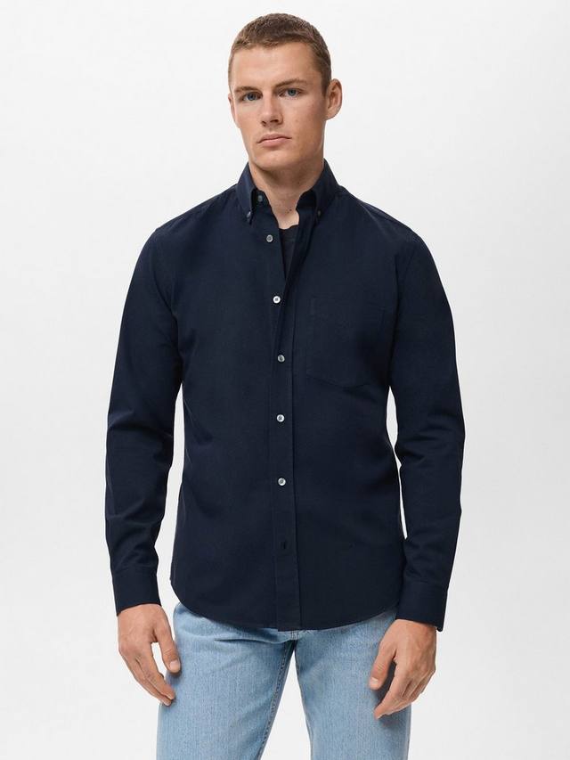 

Хлопковая рубашка Regular Fit из твила Mango, Navy