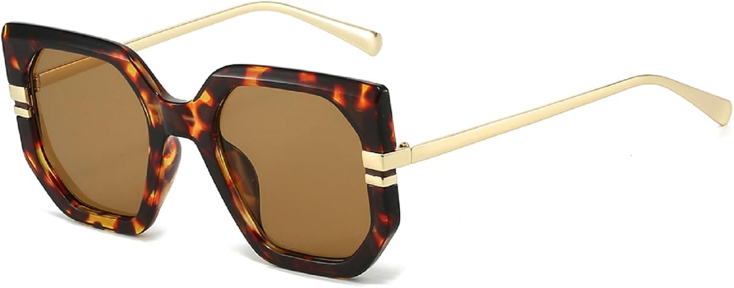 

Ретро-солнцезащитные очки большого размера для женщин и мужчин, модные и стильные, в стиле 80-х и 90-х, квадратные, с защитой от ультрафиолета UV400 mincl, Leopard Brown