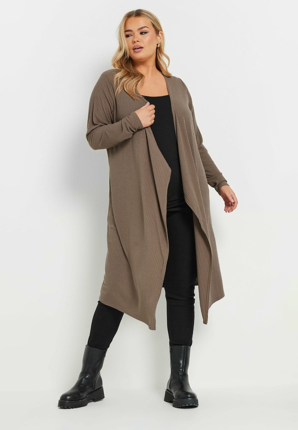 

Кардиган MIDAXI WATERFALL Yours Clothing, светло-коричневый