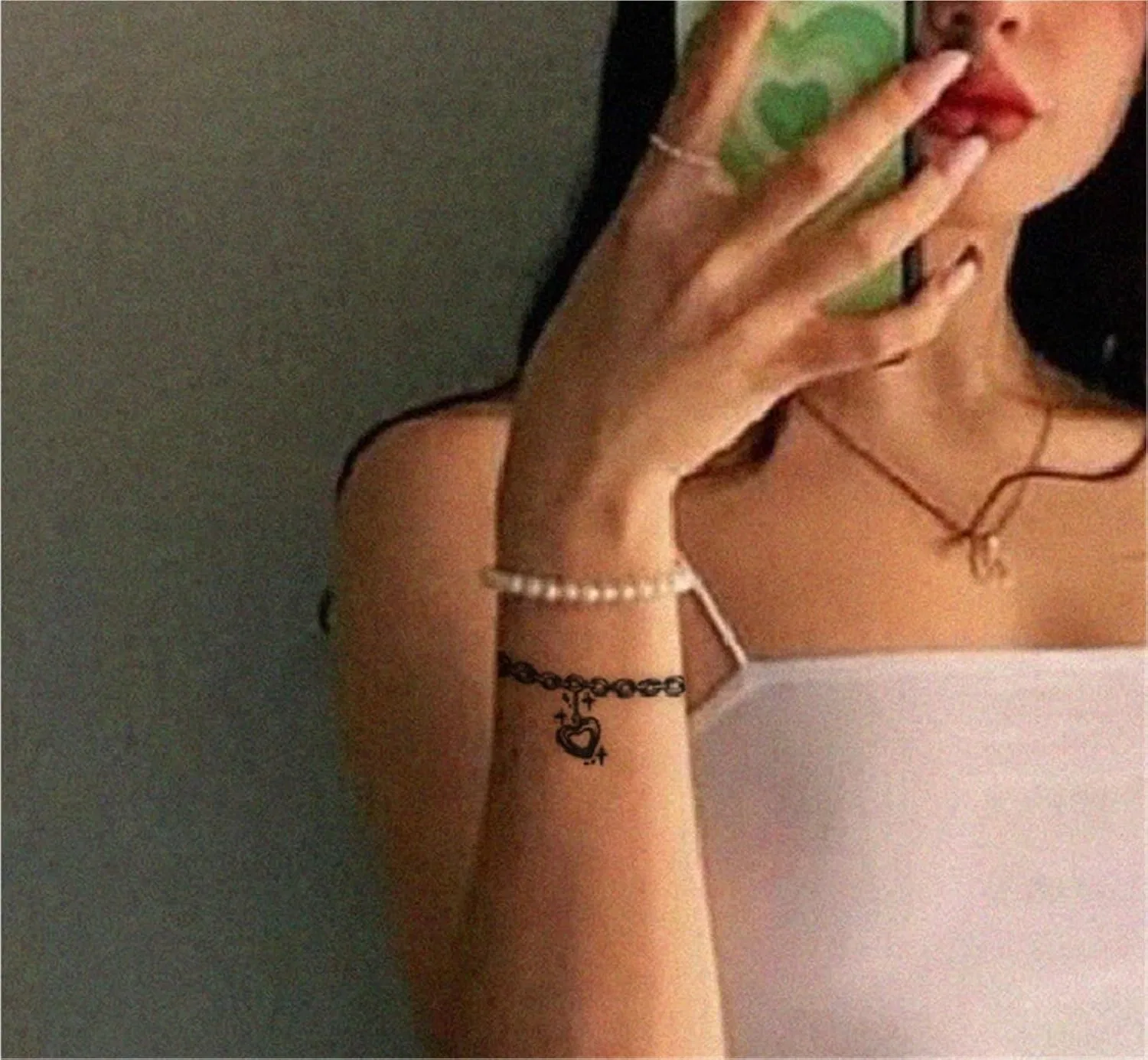 Временная татуировка Heart Bracelet Herb, белый, 1 шт — фото 3
