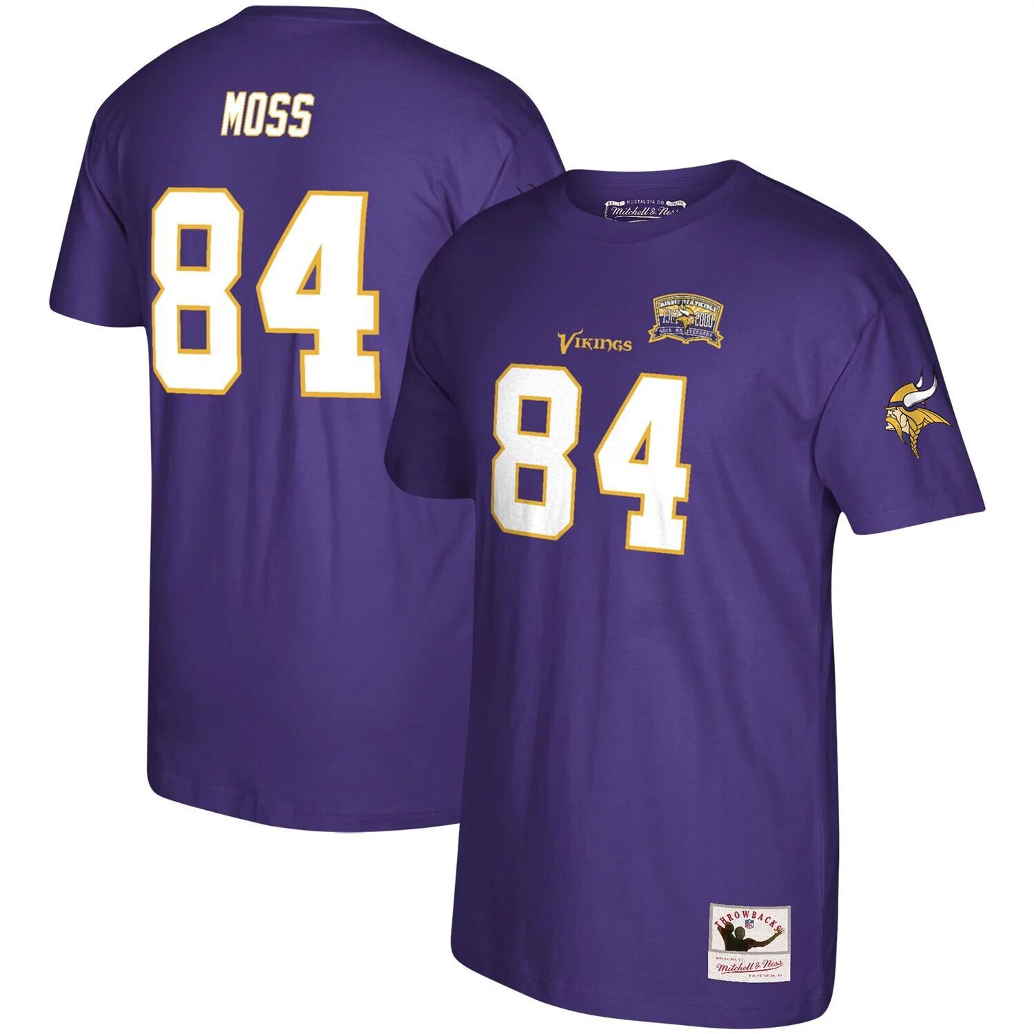 

Мужская футболка Mitchell & Ness Randy Moss Purple Minnesota Vikings, посвященная 40-летию игрока в отставке, с логотипом, именем и номером