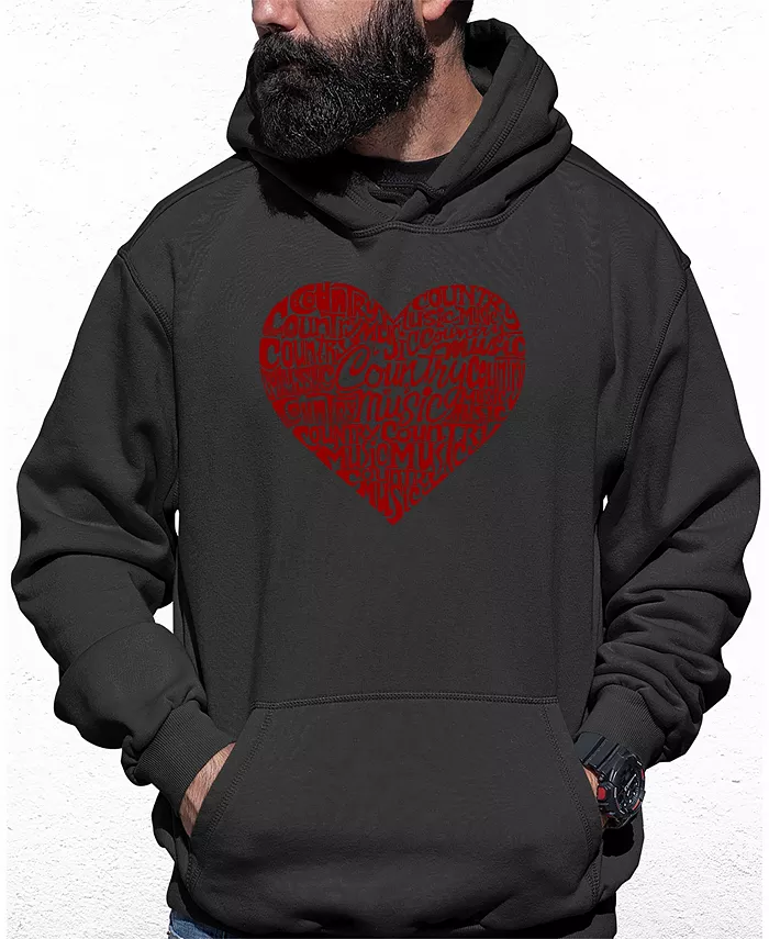 

Мужская толстовка с капюшоном "Country Music Heart Word Art" LA Pop Art, серый