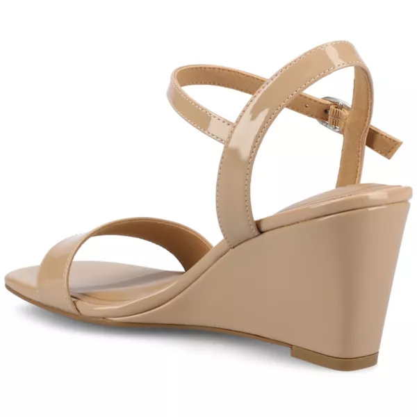 Женские босоножки на платформе Clayr с ремешком на щиколотке Journee, цвет beige patent — фото 4