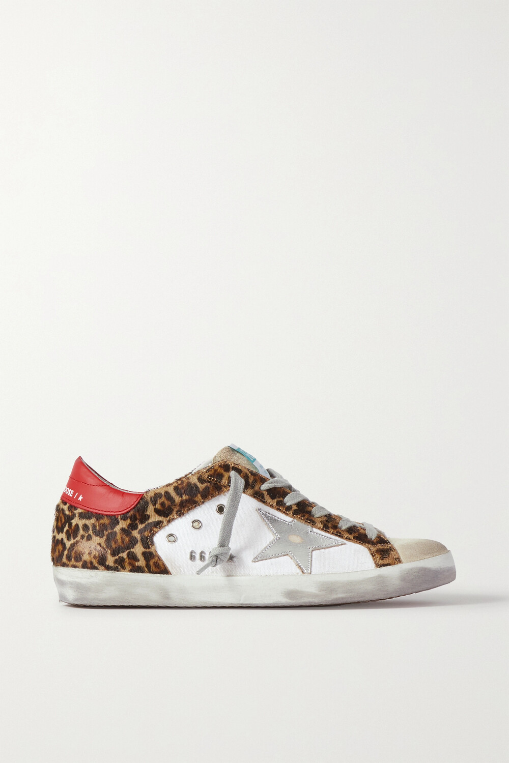 GOLDEN GOOSE Кроссовки Superstar с леопардовым принтом из телячьей шерсти, кожи и замши, белый — фото 2