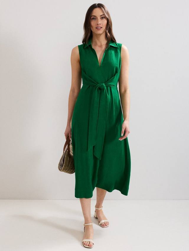 

Платье миди без рукавов Becky из льняной смеси Phase Eight, Green