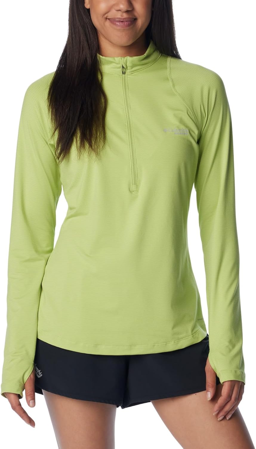 

Футболка Columbia Womens Endless Trail Half Zip Mesh Long Sleeve, Napa Green, Зеленый, Футболка Columbia Womens Endless Trail Half Zip Mesh Long Sleeve, Napa Green