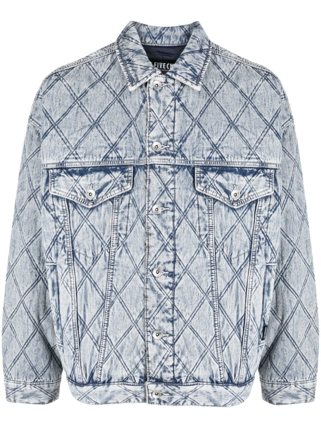 

Five Cm diamond-quilted denim bomber jacket, синий