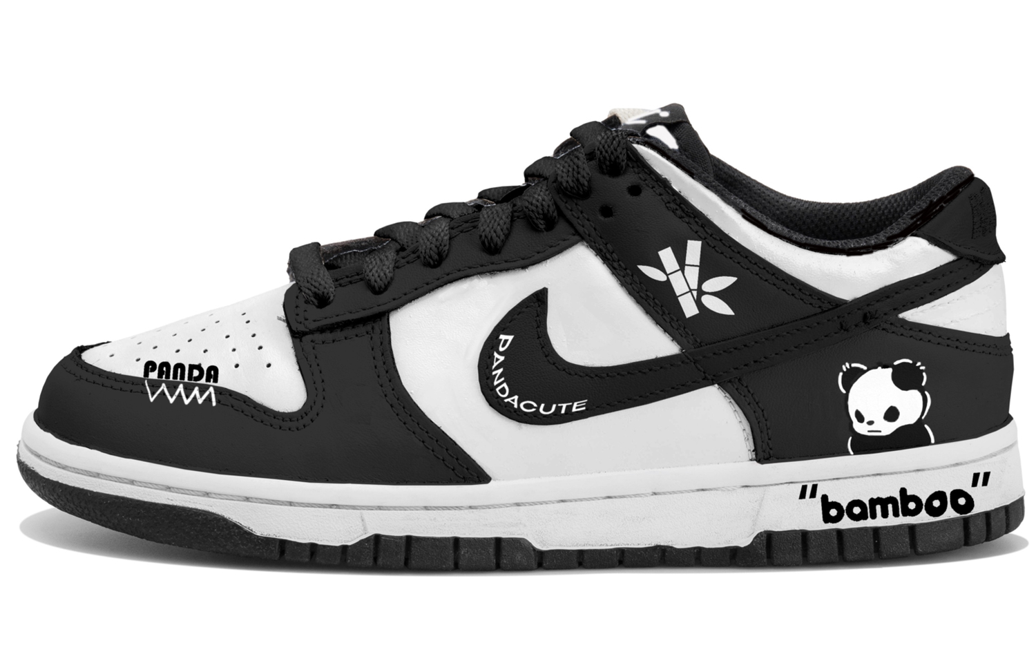 

Nike Dunk Slip Resistant Abrasion Resistant Low top Kids' Skateboarding Shoes Black White Teenagers